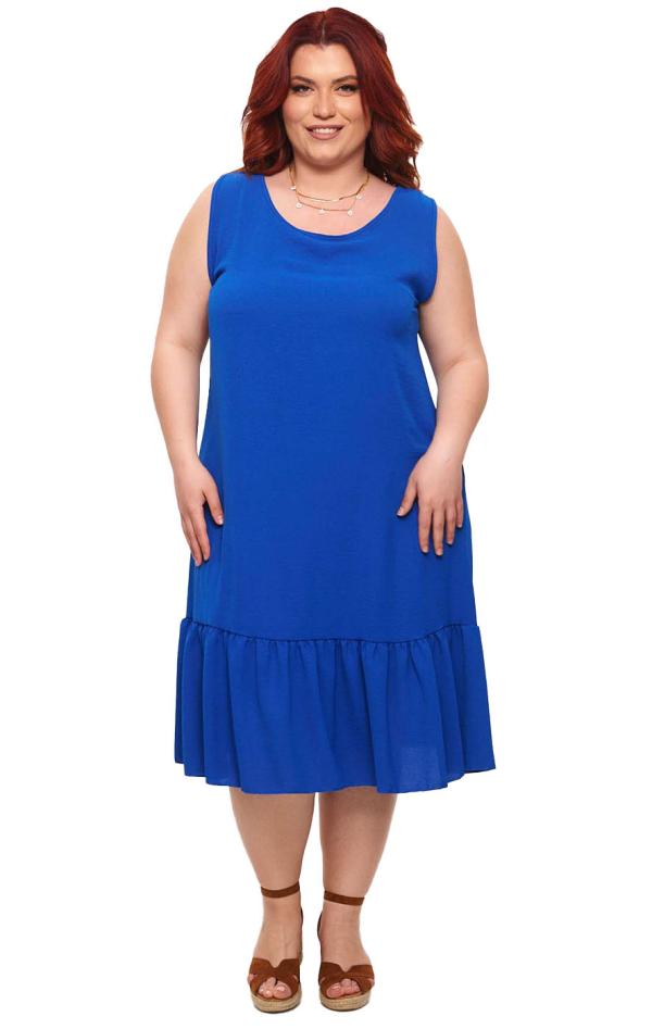 Plus Size Αμάνικο Φόρεμα Με Χρυσή Αλυσίδα - Μπλε‌‌ Ρουά - LC3286-Μπλε Ρουά-One Size